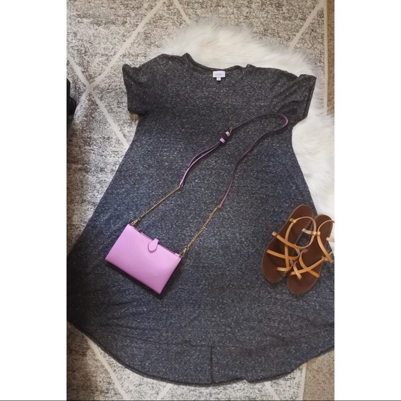 LuLaRoe Grey Carly T-shirt Dress Size Medium - Picture 1 of 5